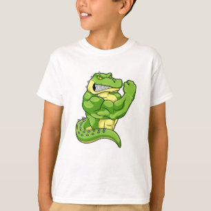 T-shirt Crocodile comme Bodybuilder avec de grands Muscles