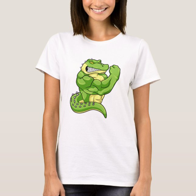 T-shirt Crocodile comme Bodybuilder avec de grands Muscles (Devant)