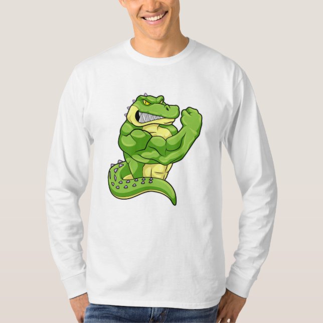 T-shirt Crocodile comme Bodybuilder avec de grands Muscles (Devant)