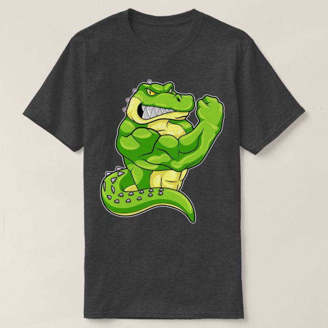 T-shirt Crocodile comme Bodybuilder avec de grands Muscles (Design devant)