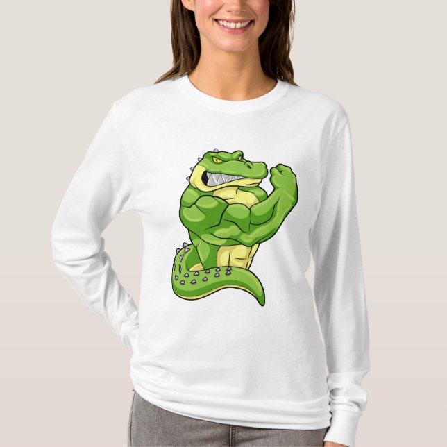 T-shirt Crocodile comme Bodybuilder & grands Muscles (Devant)