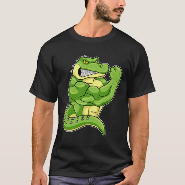 T-shirt Crocodile comme Bodybuilder & grands Muscles (Devant)