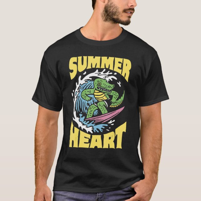 T-shirt Crocodile d'été de l'alligator du surf (Devant)