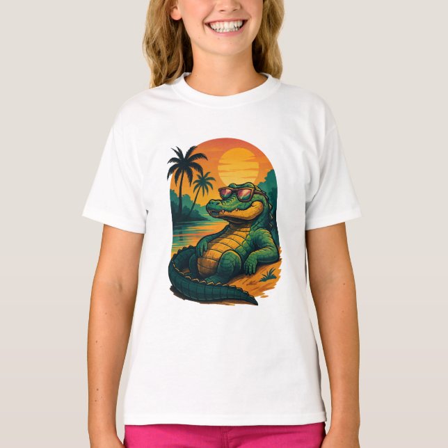 T-shirt Crocodile d'été sans fin - Rétro (Devant)