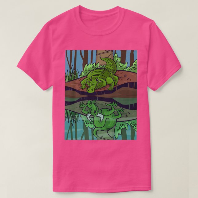 T-shirt Crocodile Dragon Fairy Tale Reflective Image (Design devant)