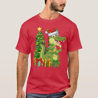 T-shirt Crocodile Éclairage Xmas Arbre Correspondant Croco