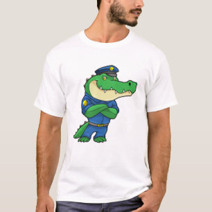 T-shirt Crocodile en tant qu'officier de police en uniform
