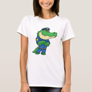 T-shirt Crocodile en tant qu'officier de police en uniform