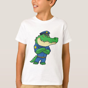 T-shirt Crocodile en tant qu'officier de police en uniform