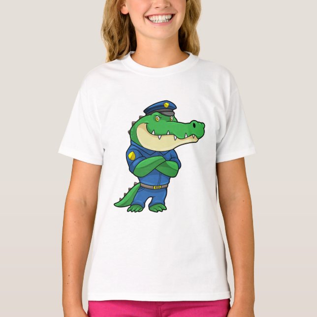 T-shirt Crocodile en tant qu'officier de police en uniform (Devant)