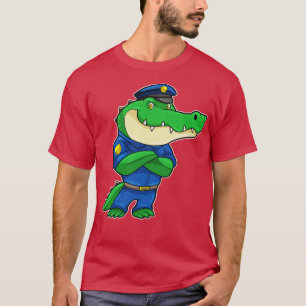 T-shirt Crocodile en tant qu'officier de police en uniform