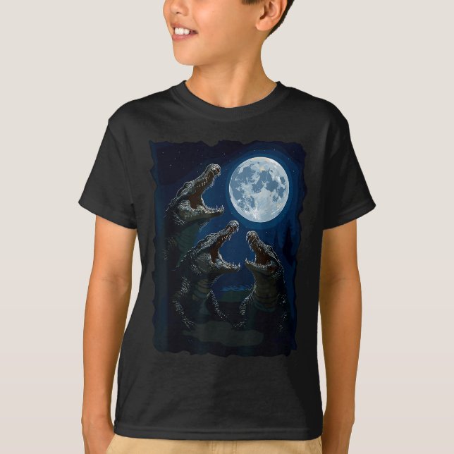 T-shirt Crocodile Howling At The Moon Wildlife Crocodiles  (Devant)