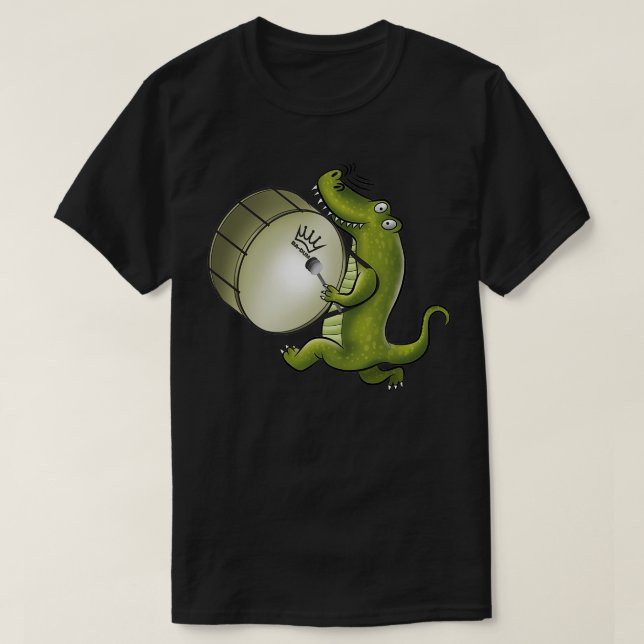 T-shirt Crocodile jouant Marching Band Bass Drum (Design devant)