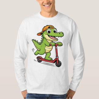 T-shirt Crocodile Playing Scooter