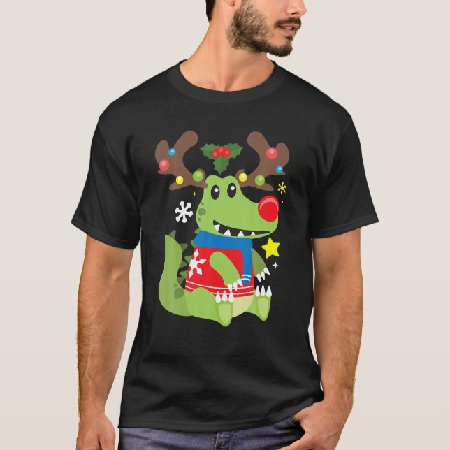 T-shirt Crocodile Reindeer Drôle mignon garçon cadeau de N (Devant)