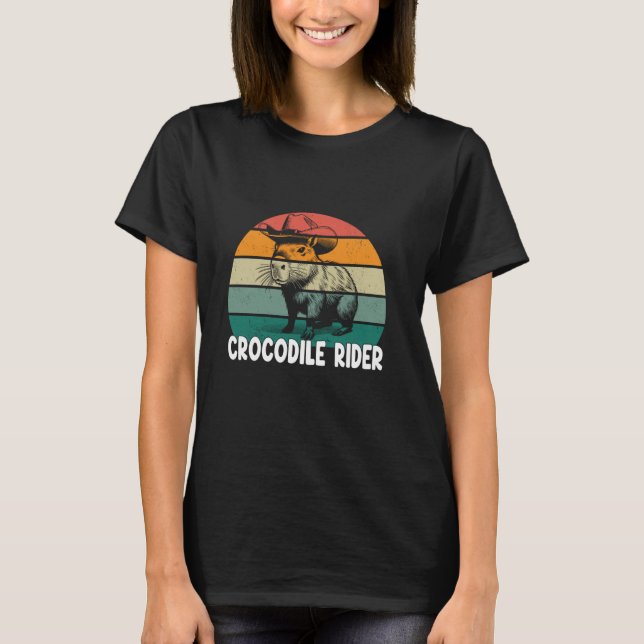T-shirt Crocodile Rider Funny Capybara (Devant)