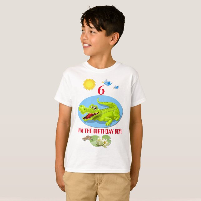 T-shirt Crocodile souriant garçon d'anniversaire (Devant entier)