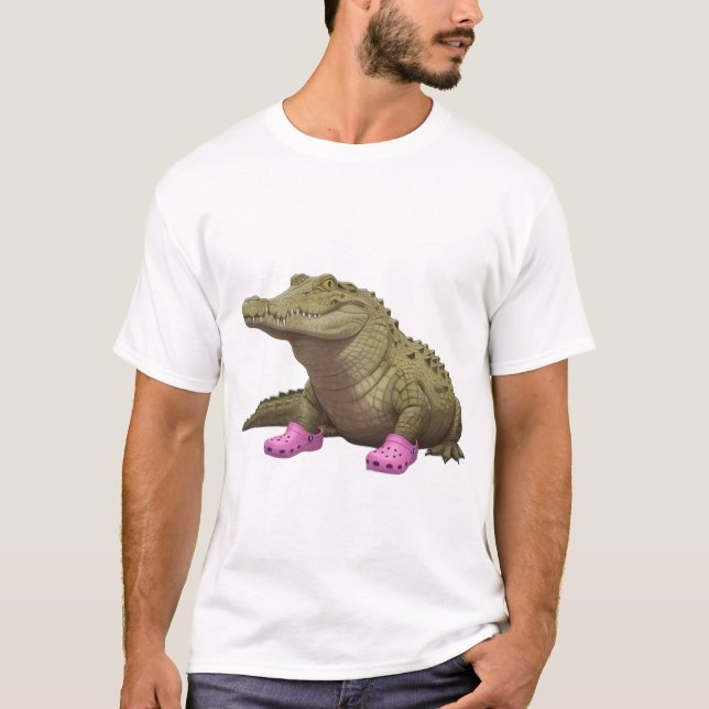 T-shirt Crocodile wearing croc shoes  (Devant)