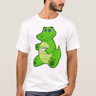 T-shirt Crocodile with Cup of Coffee
