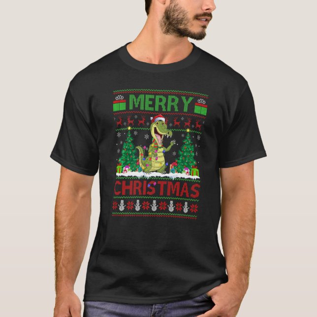 T-shirt Crocodile  Xmas Tree Ugly Santa Crocodile Christma (Devant)