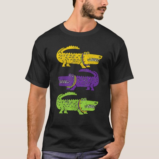 T-shirt Crocodiles Aligator Louisiana Mardi Gras Party Par (Devant)