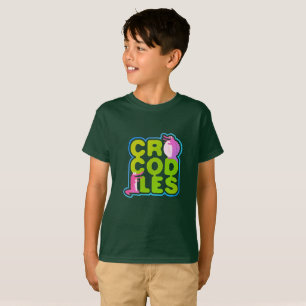 T-shirt Crocodiles avec deux crocs heureux - lettres verte