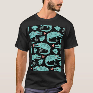 T-shirt Crocodiles de caricatures, motif mignon sans soudu