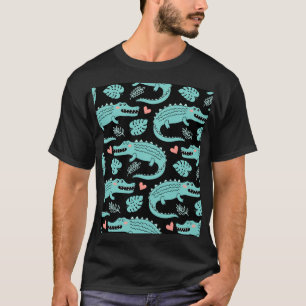 T-shirt Crocodiles de caricatures, motif mignon sans soudu