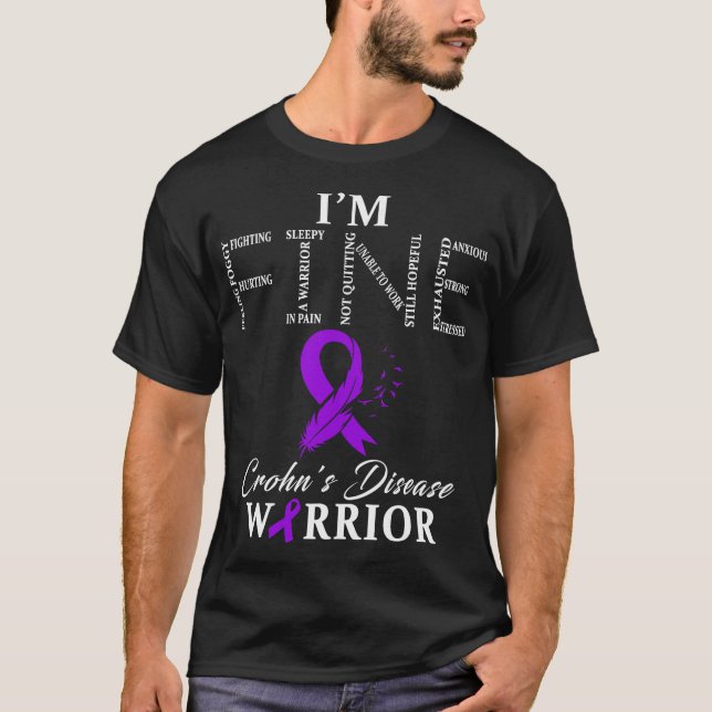 T-shirt Crohn's Disease Warrior I'm Fine Feather Gift (Devant)
