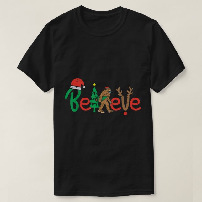 T-shirt Croire au Bigfoot, design de Noël amusant (Design devant)