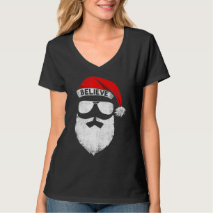 T-shirt Croire Citation Sur Santa Hat Mustache Famille Réu