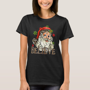 T-shirt Croire Costume Père Noël Avec Noël Léopard