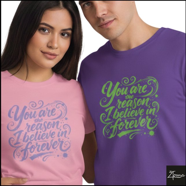 T-shirt Croire en Forever Brush Script Grunge (Sample design. Several style are available to choose from, with the option to add a name & color.
)