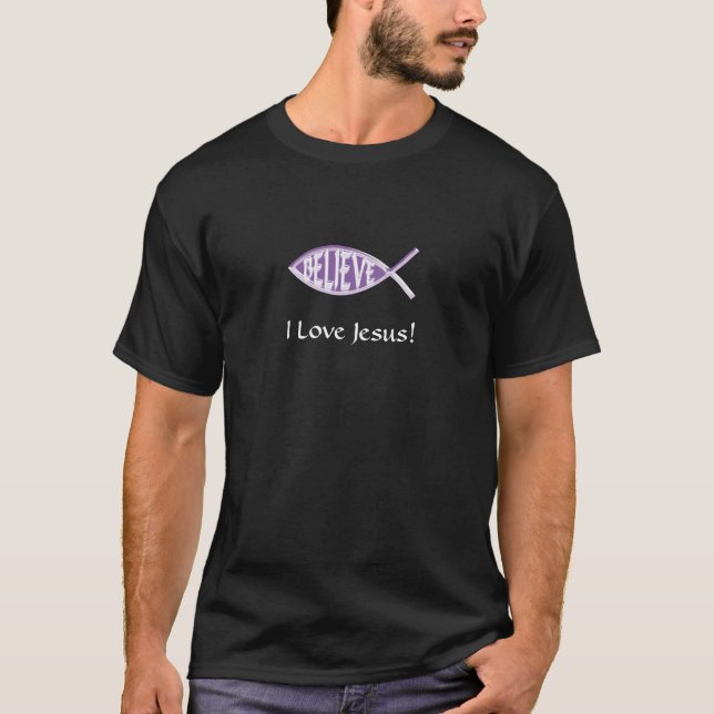 T-shirt Croire Poisson Lavande (Devant)
