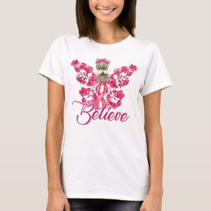 T-shirt Croire Ruban Rose Ange & Fleurs Cancer du Sein