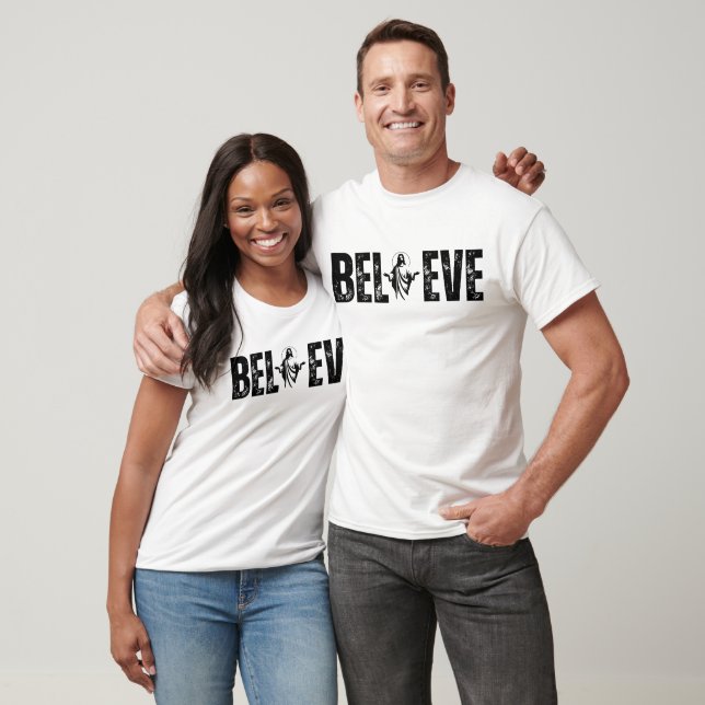T-shirt CROIRE Silhouette chrétienne ouverte avec foi (Unisexe)