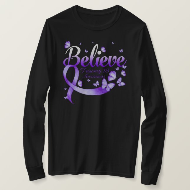 T-shirt Croire TRISOMIE 18 ver2Papillon (Design devant)