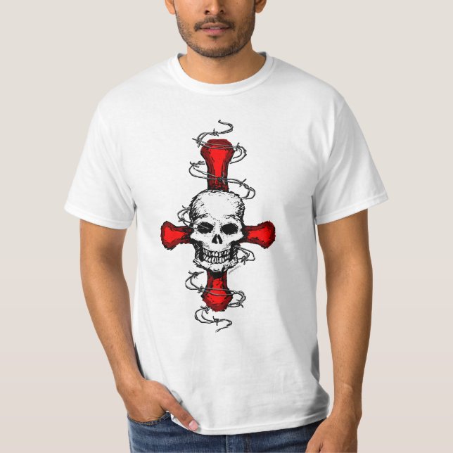 T-shirt croisé satanique de crâne (Devant)
