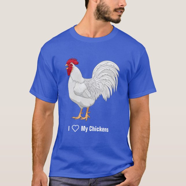 T-shirt Croisement de coq de poulet à la luge blanche (Devant)