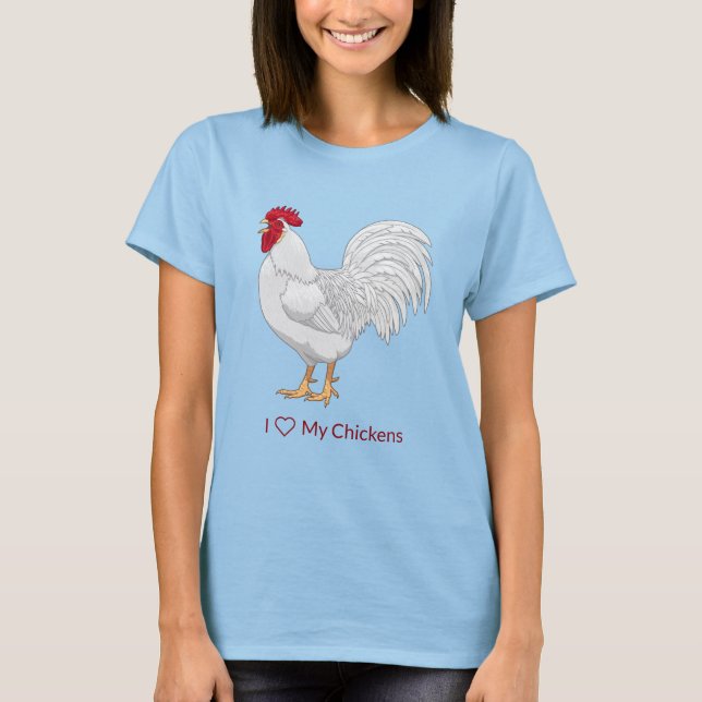 T-shirt Croisement de coq de poulet à la luge blanche (Devant)