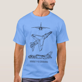 T-shirt Croisés F8 American Jet Plane Blueprint Di