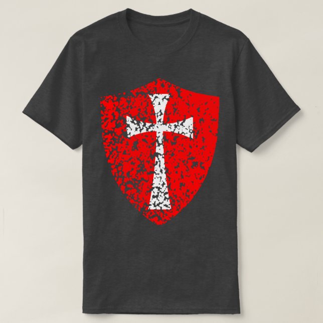 T-shirt Croiseur Templier Chevalier Distressé Croix Rouge (Design devant)