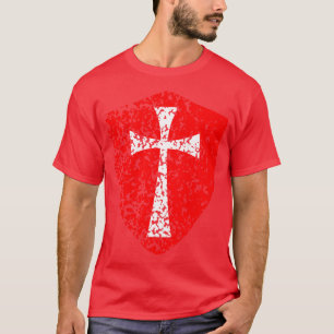 T-shirt Croiseur Templier Chevalier Distressé Croix Rouge