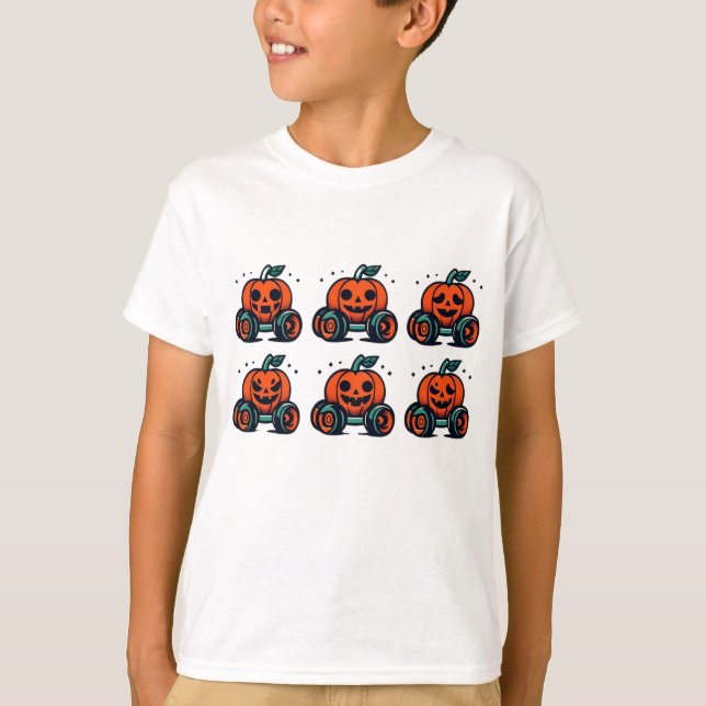 T-shirt Croiseurs citrouilles : Halloween sur roues (Devant)