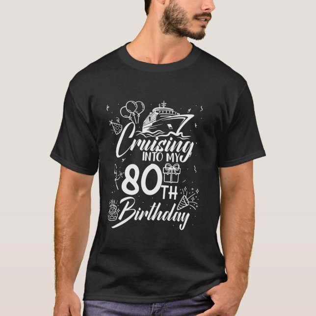 T-shirt Croisière 80e anniversaire Croisière dans mes 80 a (Devant)