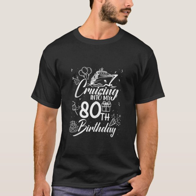 T-shirt Croisière 80e anniversaire Croisière dans mes 80 a (Devant)