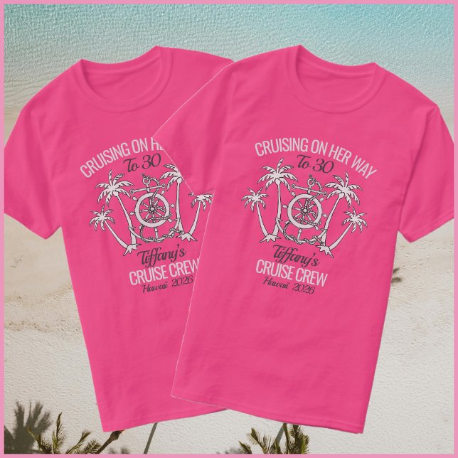 T-shirt Croisière d'anniversaire rose et blanc amusante 20 (Créateur téléchargé)