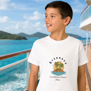 T-shirt Croisière dans une île tropicale Orange Personnali