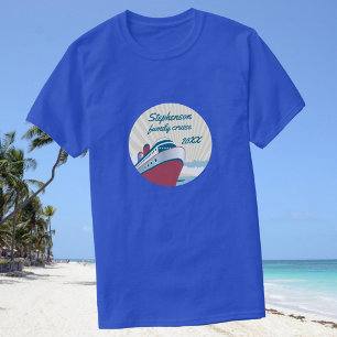 T-shirt Croisière de famille avec le rétro bateau de