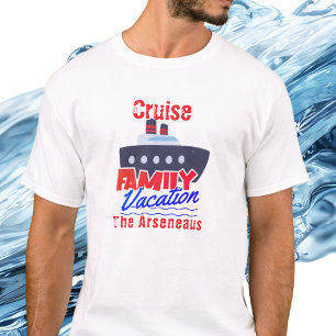 T-shirt Croisière de Famille Mignonne Vacances Bleu & Roug